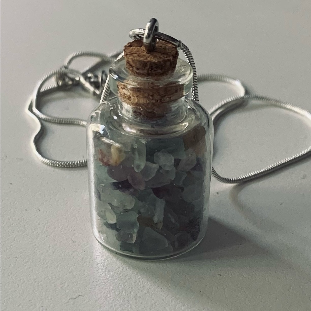 Fluorite Crystal jar necklace